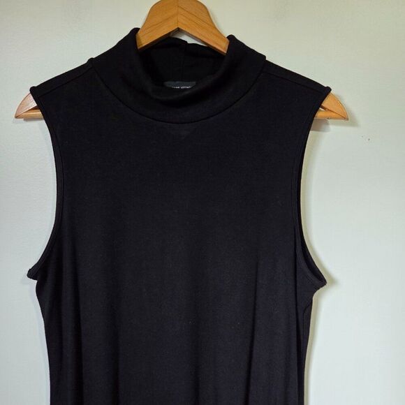 EUC ADRIENNE VITTADINI MOCK NECK BLACK MINIMALIST SLEEVELESS DRESS SIZE L - Picture 3 of 13